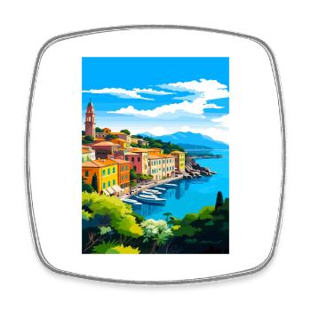 Portofino Italy Vintage Travel Poster WPA Souvenir - Square fridge magnet - white - Front