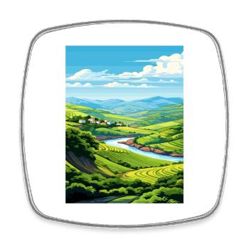 Douro Valley Portugal Vintage Travel Poster WPA - Square fridge magnet - white - Front