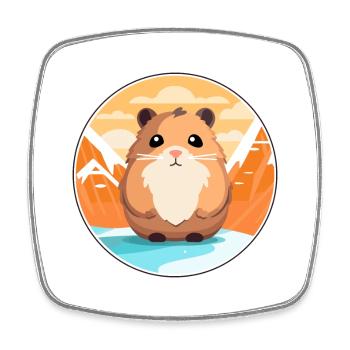 Hamster Watercolor Cartoon Kawaii Pet Animal Color - Square fridge magnet - white - Front