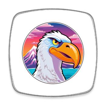 Albatross Watercolor Cartoon Kawaii Pet Animal Col - Square fridge magnet - white - Front