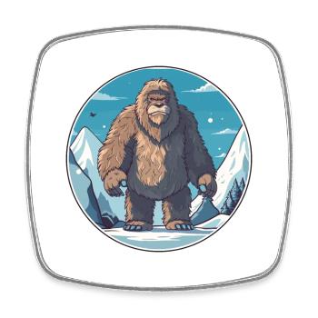 Big Foot Watercolor Cartoon Kawaii Pet Animal Colo - Square fridge magnet - white - Front