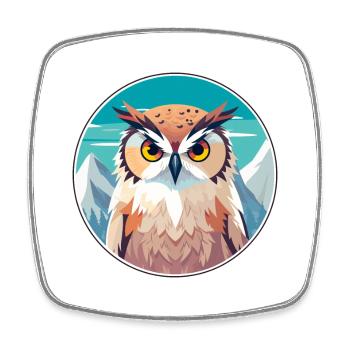 Owl Watercolor Cartoon Kawaii Pet Animal Colorful - Square fridge magnet - white - Front