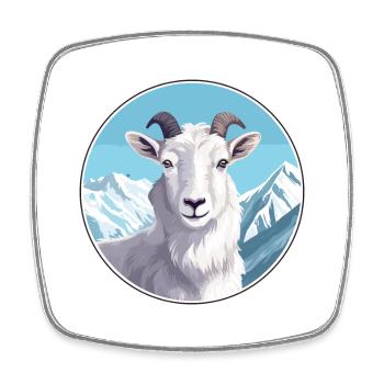 Goat Watercolor Cartoon Kawaii Pet Animal Colorful - Square fridge magnet - white - Front