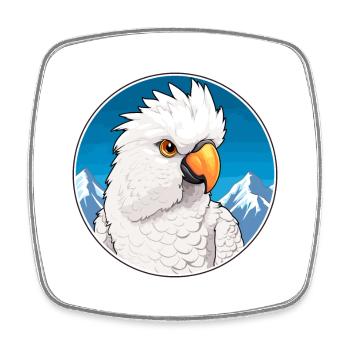 Cockatoo Watercolor Cartoon Kawaii Pet Animal Colo - Square fridge magnet - white - Front