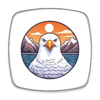 Seagull Watercolor Cartoon Kawaii Pet Animal Color - Square fridge magnet - white - Front