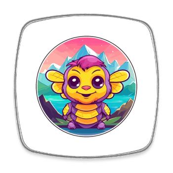 Bee Watercolor Cartoon Kawaii Pet Animal Colorful - Square fridge magnet - white - Front