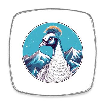Paon Aquarelle Dessin Animé Kawaii Animal De Compagnie Animal Couleur - Magnet carré - blanc - Devant