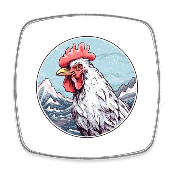 Hahn Aquarell Karikatur Kawaii Haustier Tier Farbe - Viereckiger Kühlschrankmagnet - Weiß - Vorne
