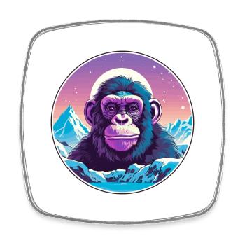Chimpanzé aquarelle dessin animé kawaii animal de compagnie Co - Magnet carré - blanc - Devant