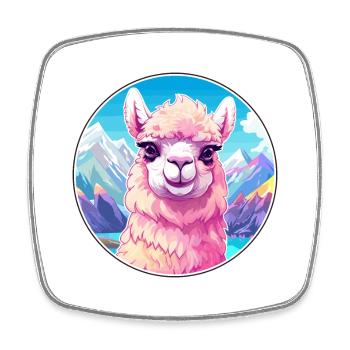 Alpaga Aquarelle Dessin Animé Kawaii Animal De Compagnie Colorf - Magnet carré - blanc - Devant