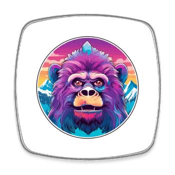 Pavian Aquarell Karikatur Kawaii Haustier Tier Farbe - Viereckiger Kühlschrankmagnet - Weiß - Vorne