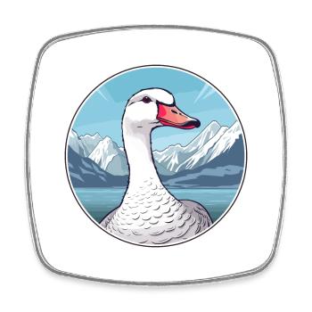 Gans Aquarell Cartoon Kawaii Haustier Tier Farbefu - Viereckiger Kühlschrankmagnet - Weiß - Vorne
