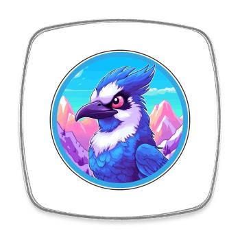 Blauer Eichelhäher Aquarell Karikatur Kawaii Haustier Tier Colo - Viereckiger Kühlschrankmagnet - Weiß - Vorne