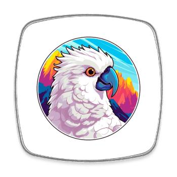 Cockatoo Watercolor Cartoon Kawaii Pet Animal Colo - Square fridge magnet - white - Front