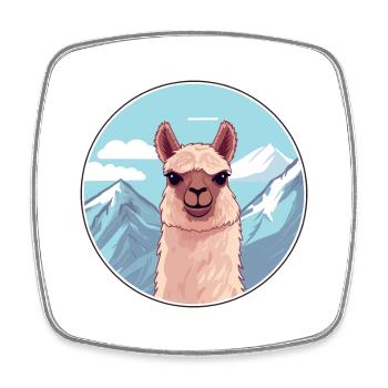 Alpaga Aquarelle Dessin Animé Kawaii Animal De Compagnie Colorf - Magnet carré - blanc - Devant