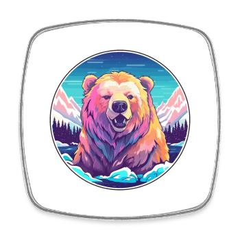 Ours Aquarelle Dessin Animé Kawaii Animal De Compagnie Coloré - Magnet carré - blanc - Devant