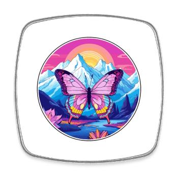 Papillon aquarelle dessin animé Kawaii animal de compagnie Col - Magnet carré - blanc - Devant