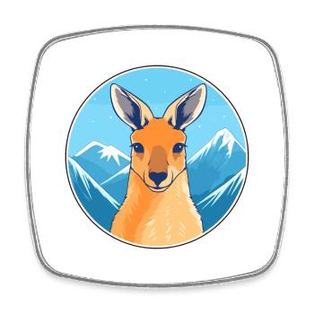 Kangourou Aquarelle Dessin Animé Kawaii Animal Animal Colo - Magnet carré - blanc - Devant