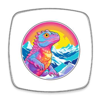 Chameleon Watercolor Cartoon Kawaii Pet Animal Col - Square fridge magnet - white - Front