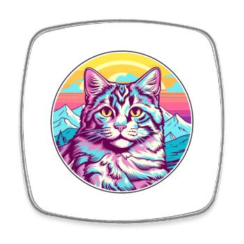 Katze Aquarell Karikatur Kawaii Haustier Tier Bunt - Viereckiger Kühlschrankmagnet - Weiß - Vorne