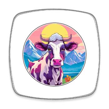 Kuh Aquarell Karikatur Kawaii Haustier Tier Bunt - Viereckiger Kühlschrankmagnet - Weiß - Vorne