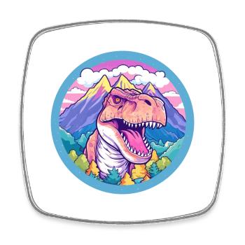 Dinosaure Aquarelle Dessin Animé Kawaii Animal Animal Colo - Magnet carré - blanc - Devant