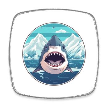 Shark Watercolor Cartoon Kawaii Pet Animal Colorfu - Square fridge magnet - white - Front