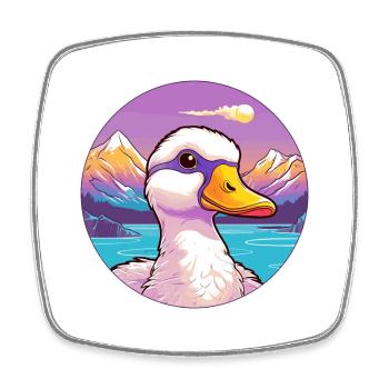 Canard Aquarelle Dessin Animé Kawaii Animal De Compagnie Coloré - Magnet carré - blanc - Devant