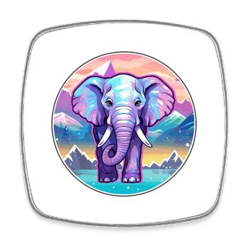 Elefant Aquarell Karikatur Kawaii Haustier Tier Colo - Viereckiger Kühlschrankmagnet - Weiß - Vorne