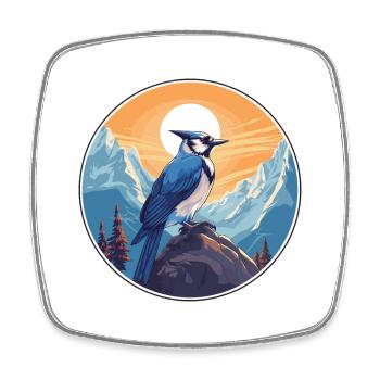 Blue Jay Watercolor Cartoon Kawaii Pet Animal Colo - Square fridge magnet - white - Front