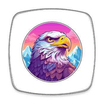 Falcon Watercolor Cartoon Kawaii Pet Animal Colorf - Square fridge magnet - white - Front