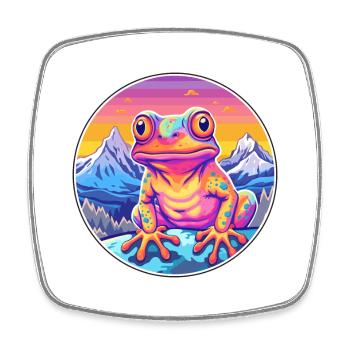 Frosch Aquarell Karikatur Kawaii Haustier Tier Bunt - Viereckiger Kühlschrankmagnet - Weiß - Vorne