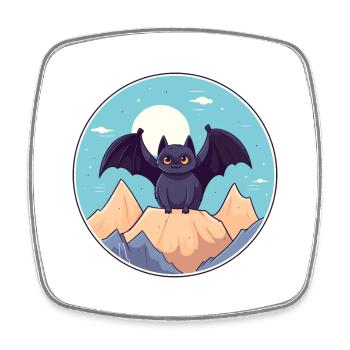 Fledermaus Aquarell Karikatur Kawaii Haustier Tier Bunt - Viereckiger Kühlschrankmagnet - Weiß - Vorne