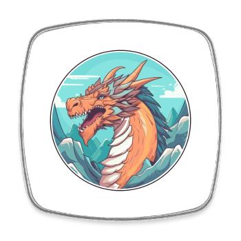 Dragon Watercolor Cartoon Kawaii Pet Animal Colorf - Square fridge magnet - white - Front
