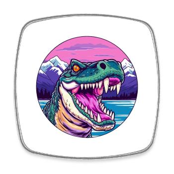 Crocodile Watercolor Cartoon Kawaii Pet Animal Col - Square fridge magnet - white - Front