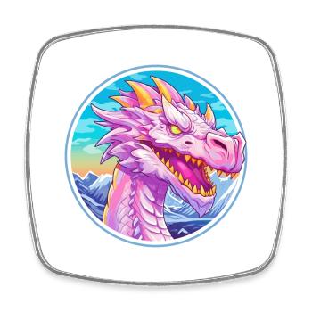 Dragon Watercolor Cartoon Kawaii Pet Animal Colorf - Square fridge magnet - white - Front