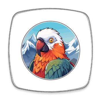 Papagei Aquarell Karikatur Kawaii Haustier Tier Farbe - Viereckiger Kühlschrankmagnet - Weiß - Vorne
