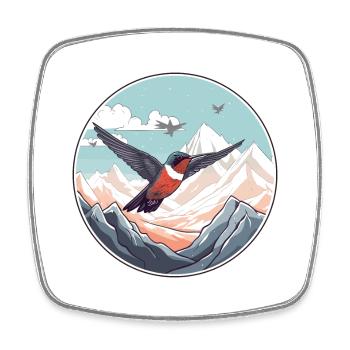 Colibri Aquarelle Dessin Animé Kawaii Animal De Compagnie C - Magnet carré - blanc - Devant