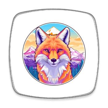 Fuchs Aquarell Karikatur Kawaii Haustier Tier Bunt - Viereckiger Kühlschrankmagnet - Weiß - Vorne