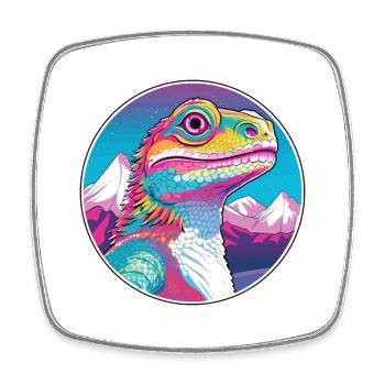 Lizard Watercolor Cartoon Kawaii Pet Animal Colorf - Square fridge magnet - white - Front
