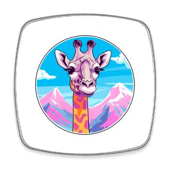 Giraffe Aquarell Karikatur Kawaii Haustier Tier Farbe - Viereckiger Kühlschrankmagnet - Weiß - Vorne