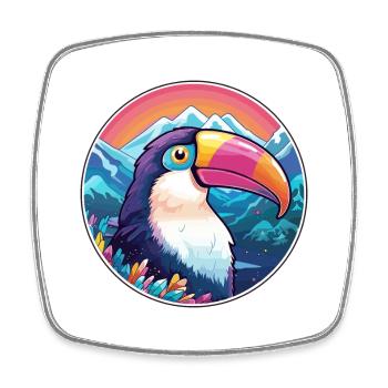 Tukan Aquarell Karikatur Kawaii Haustier Tier Farbe - Viereckiger Kühlschrankmagnet - Weiß - Vorne