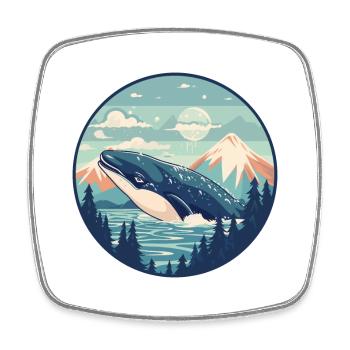 Wal Aquarell Karikatur Kawaii Haustier Tier Farbefu - Viereckiger Kühlschrankmagnet - Weiß - Vorne