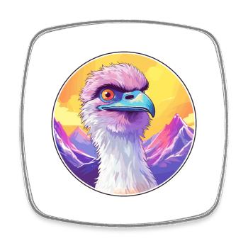 Emu Watercolor Cartoon Kawaii Pet Animal Colorful - Square fridge magnet - white - Front