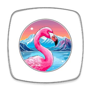 Flamingo Watercolor Cartoon Kawaii Pet Animal Colo - Square fridge magnet - white - Front