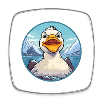 Duck Watercolor Cartoon Kawaii Pet Animal Colorful - Square fridge magnet - white - Front