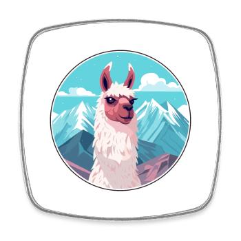 Llama Watercolor Cartoon Kawaii Pet Animal Colorfu - Square fridge magnet - white - Front