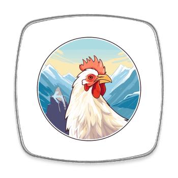 Chicken Watercolor Cartoon Kawaii Pet Animal Color - Square fridge magnet - white - Front