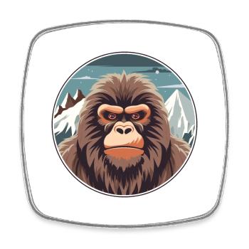 Baboon Watercolor Cartoon Kawaii Pet Animal Colorf - Square fridge magnet - white - Front