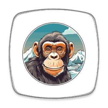 Chimpanzé aquarelle dessin animé kawaii animal de compagnie Co - Magnet carré - blanc - Devant